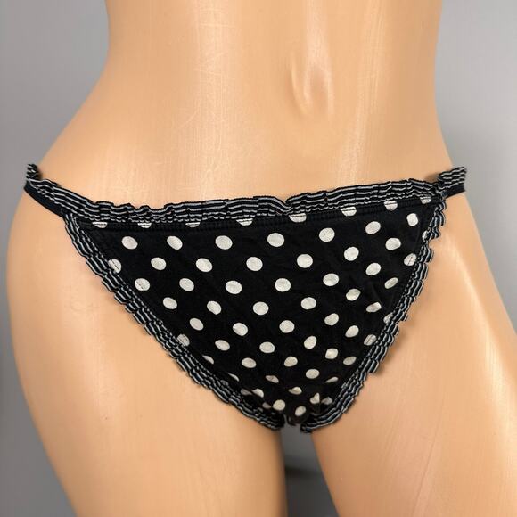 Vintage Victoria's Secret Cotton Lingerie String Bikini Panties Size XL Ruffle - Picture 1 of 6